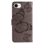 For iPhone 17e / 16e Wallet Case Floral Butterfly Imprinted Leather Phone Cover Stand