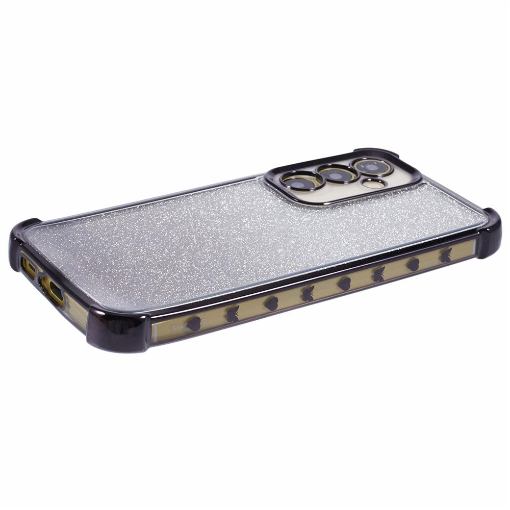 Til Samsung Galaxy A54 5G cover, glitter TPU telefoncover med hjerte-mønster på sidekanten