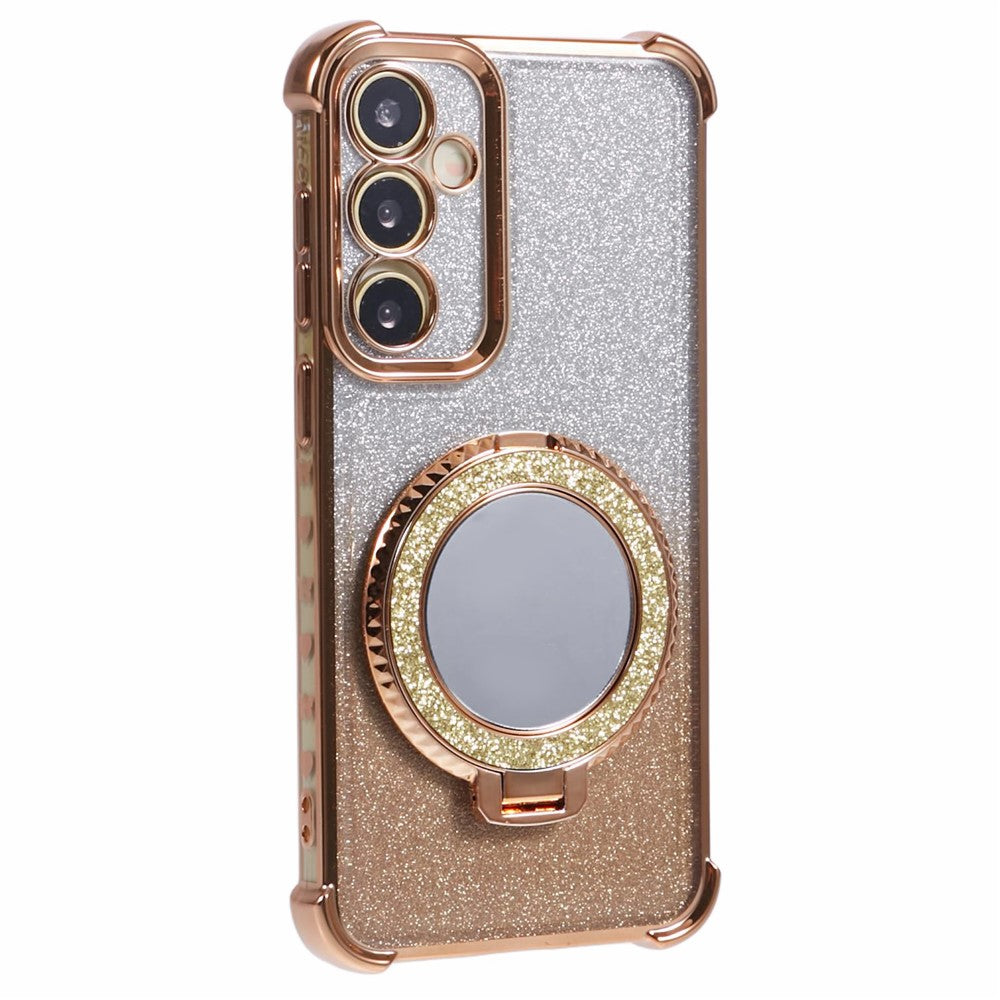 For Samsung Galaxy A54 5G Case TPU Glitter Phone Cover with Kickstand and Mirror
