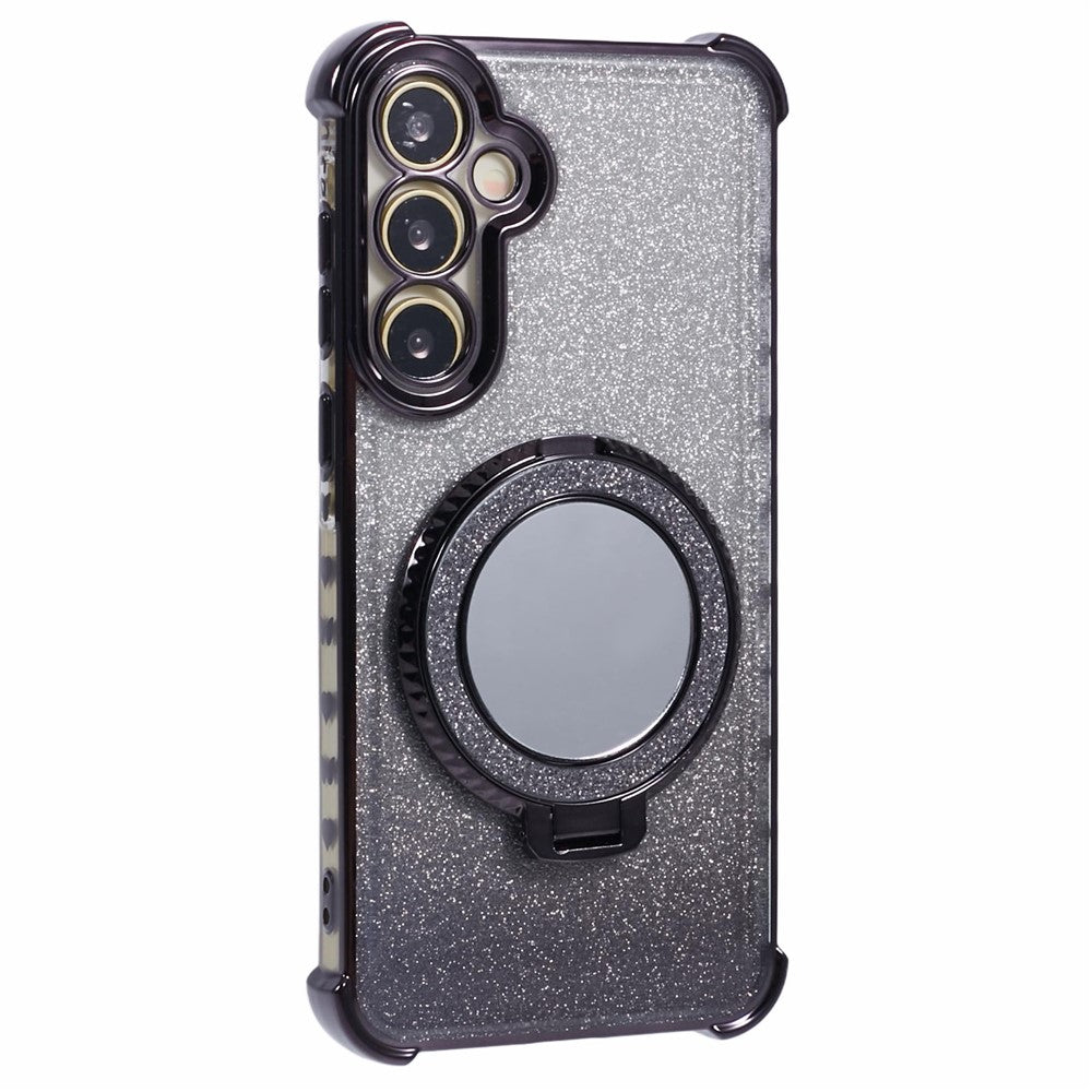 For Samsung Galaxy A35 5G Case TPU Glitter Phone Cover with Kickstand and Mirror