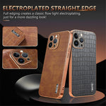AZNS Til iPhone 11 Pro Max cover Krokodille Tekstur PU+TPU Galvaniseret Telefoncover