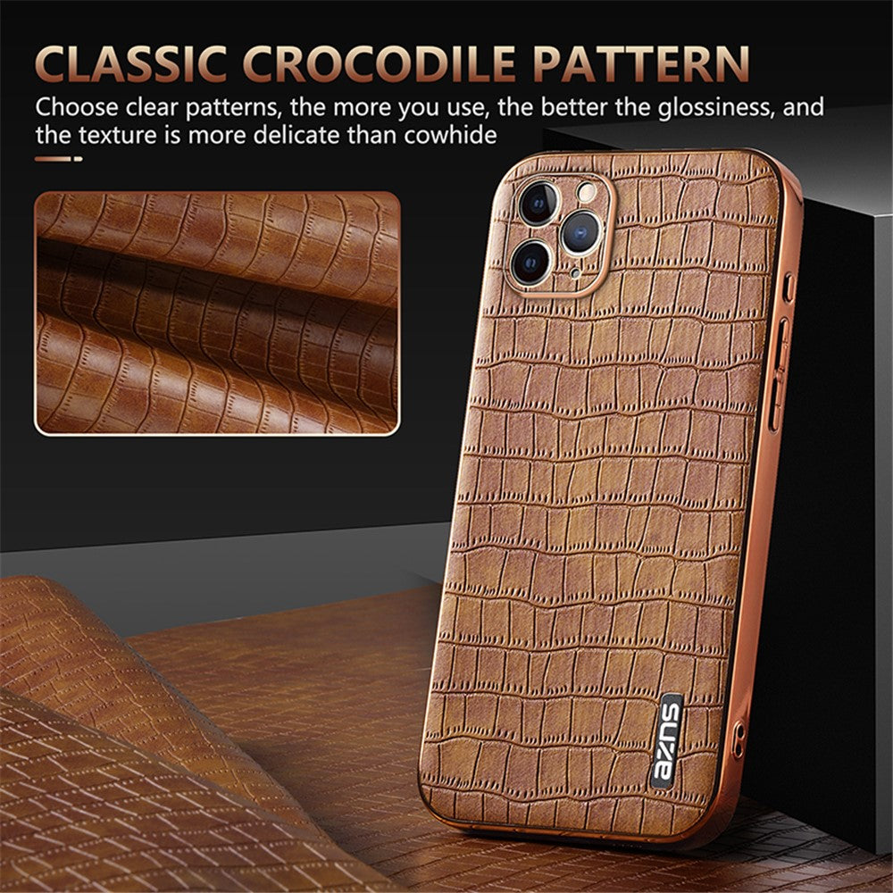AZNS Til iPhone 11 Pro Max cover Krokodille Tekstur PU+TPU Galvaniseret Telefoncover