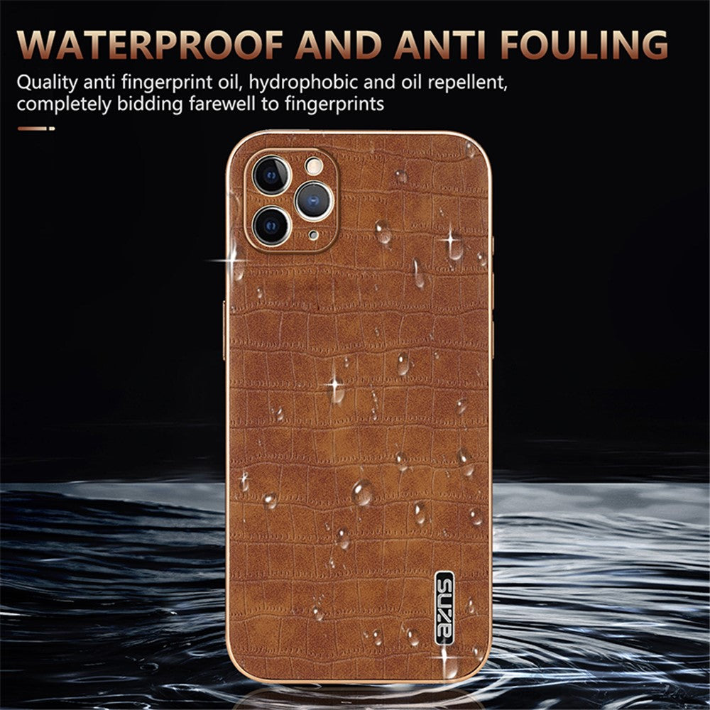 AZNS Til iPhone 11 Pro Max cover Krokodille Tekstur PU+TPU Galvaniseret Telefoncover