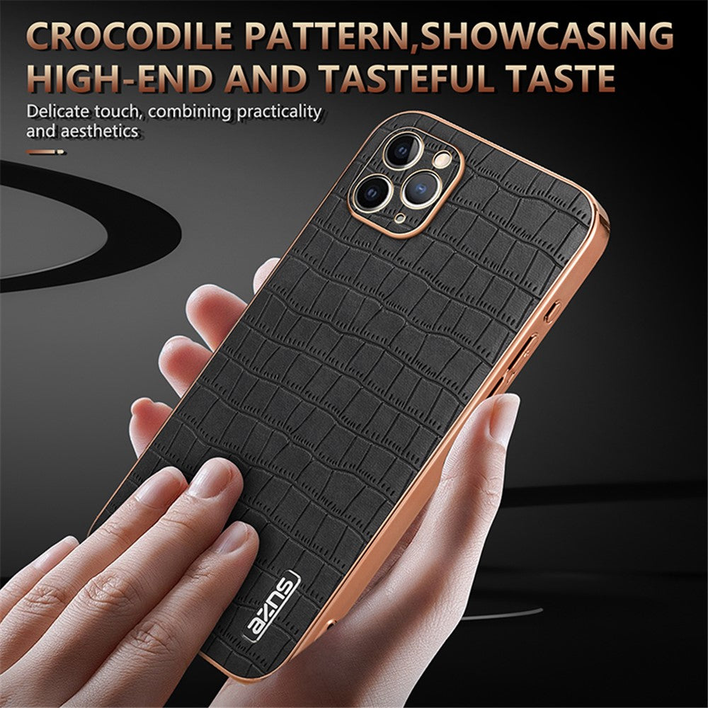 AZNS Til iPhone 11 Pro Max cover Krokodille Tekstur PU+TPU Galvaniseret Telefoncover