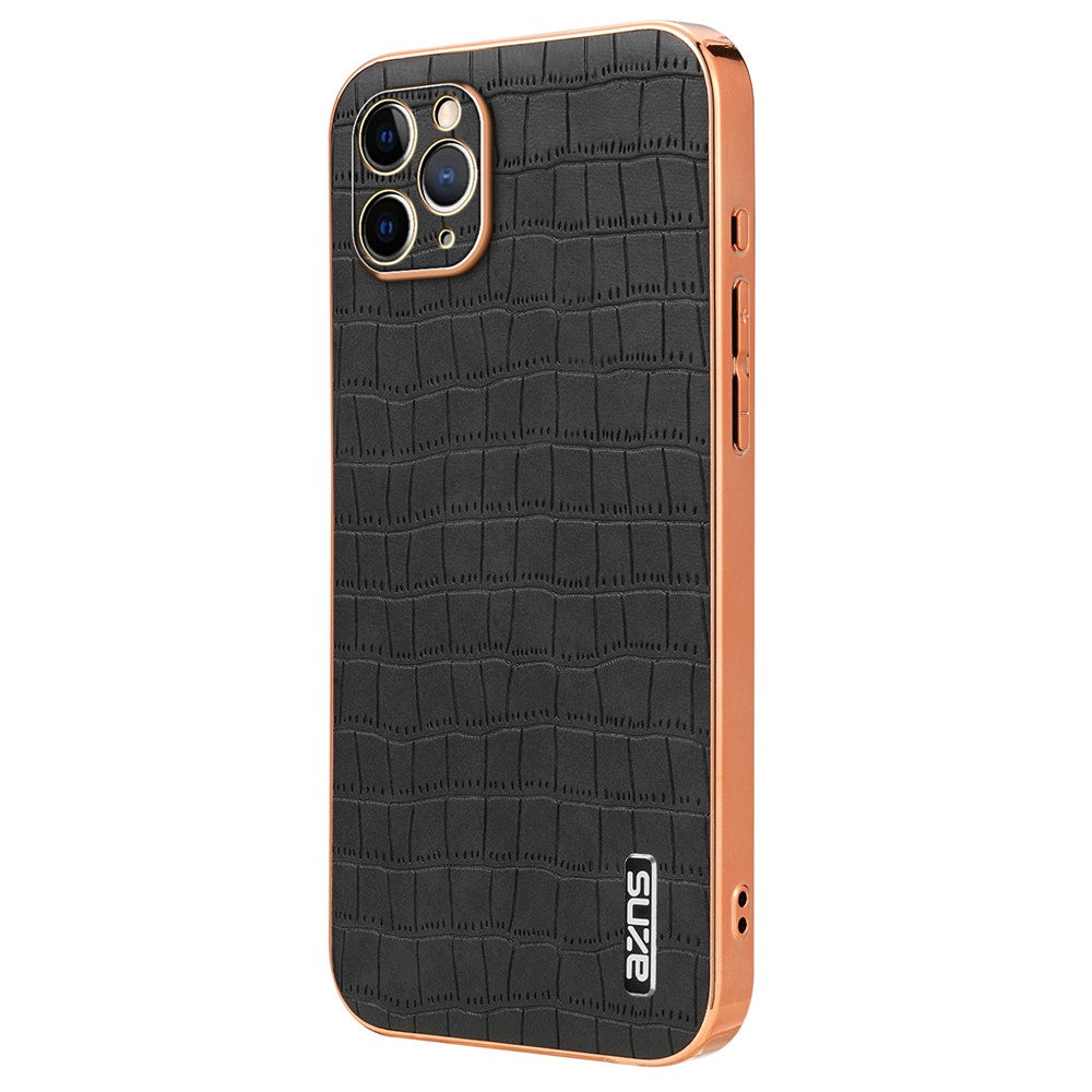 AZNS Til iPhone 11 Pro Max cover Krokodille Tekstur PU+TPU Galvaniseret Telefoncover
