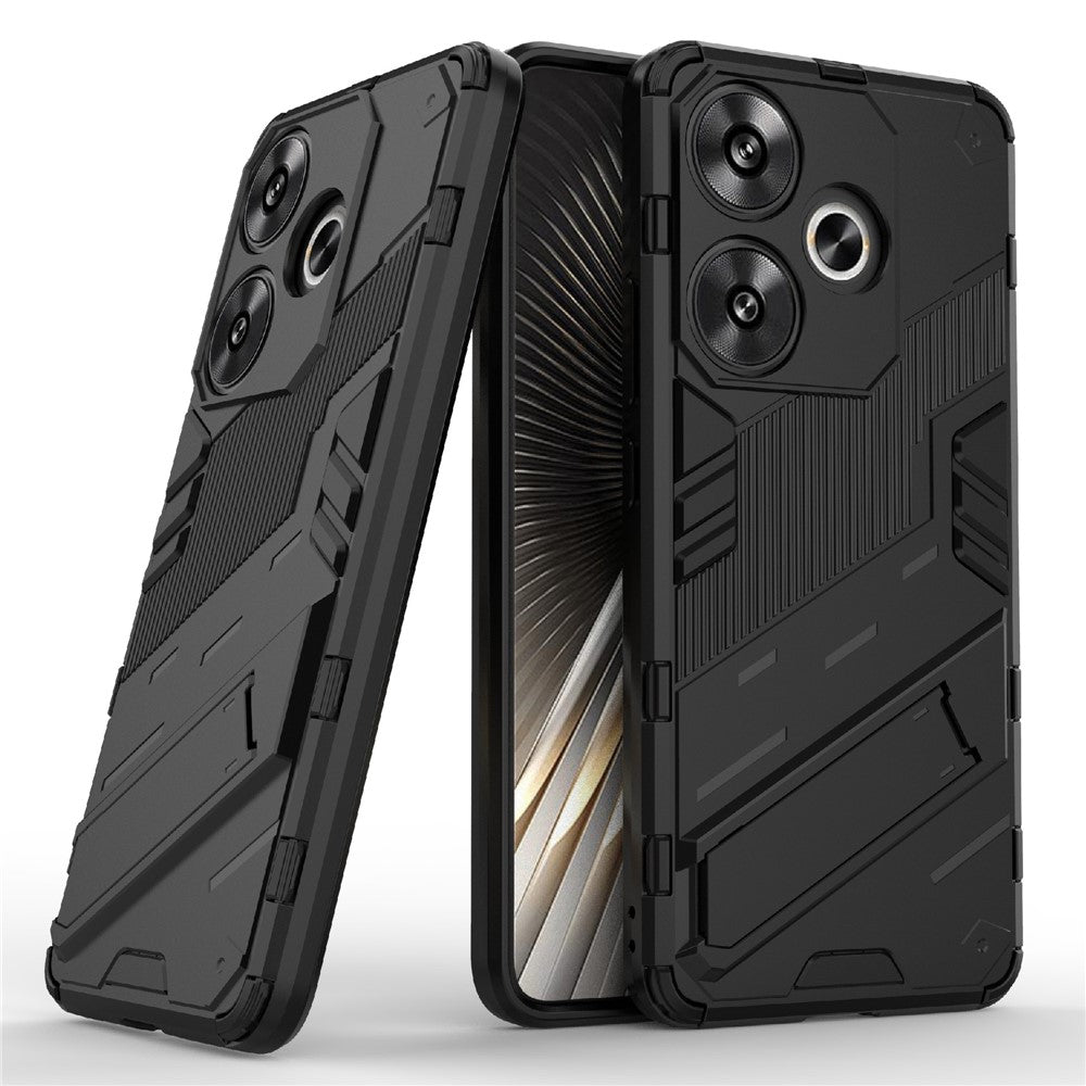 Xiaomi Redmi Turbo 3 5G / Poco F6 5G-skal stötsäkert PC+TPU-mobilskal med stöd