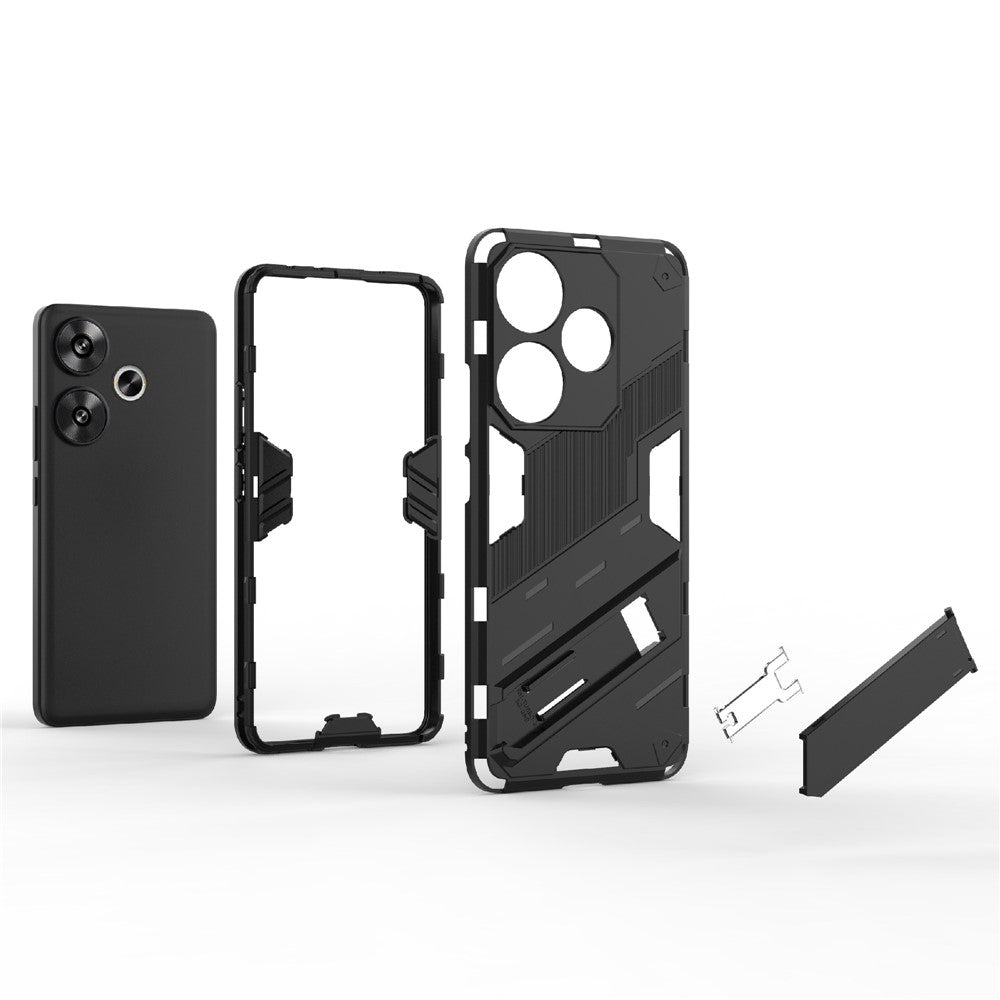 Xiaomi Redmi Turbo 3 5G / Poco F6 5G-skal stötsäkert PC+TPU-mobilskal med stöd