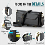 For Samsung Galaxy Z Fold3 5G Leather Case CASEME C36 Zipper Multiple Card Slots Phone Cover with Straps