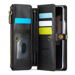 For Samsung Galaxy Z Fold3 5G Leather Case CASEME C36 Zipper Multiple Card Slots Phone Cover with Straps