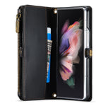 For Samsung Galaxy Z Fold3 5G Leather Case CASEME C36 Zipper Multiple Card Slots Phone Cover with Straps