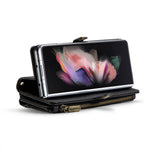 For Samsung Galaxy Z Fold3 5G Leather Case CASEME C36 Zipper Multiple Card Slots Phone Cover with Straps