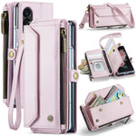 For Samsung Galaxy Z Fold3 5G Leather Case CASEME C36 Zipper Multiple Card Slots Phone Cover with Straps