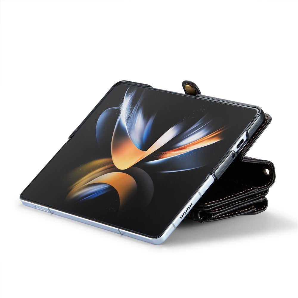 Til Samsung Galaxy Z Fold4 5G Læderetui CASEME C36 Lynlås Flere Kortpladser Telefoncover med Stropper