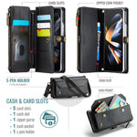 Til Samsung Galaxy Z Fold4 5G Læderetui CASEME C36 Lynlås Flere Kortpladser Telefoncover med Stropper