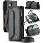 For Samsung Galaxy S23 Ultra Leather Case CASEME C36 Zipper Multiple Card Slots Phone Cover with Straps