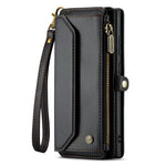 For Samsung Galaxy S23 Ultra Leather Case CASEME C36 Zipper Multiple Card Slots Phone Cover with Straps