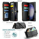 For Samsung Galaxy S23 Ultra Leather Case CASEME C36 Zipper Multiple Card Slots Phone Cover with Straps