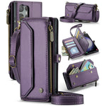 For Samsung Galaxy S23 Ultra Leather Case CASEME C36 Zipper Multiple Card Slots Phone Cover with Straps