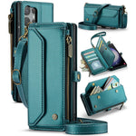 For Samsung Galaxy S23 Ultra Leather Case CASEME C36 Zipper Multiple Card Slots Phone Cover with Straps