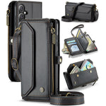For Samsung Galaxy S24+ Leather Case CASEME C36 Zipper Multiple Card Slots Phone Cover with Straps