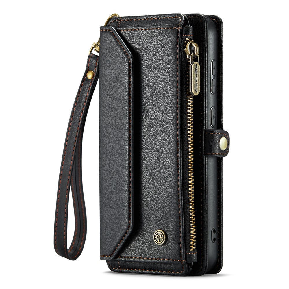 For Samsung Galaxy S24+ Leather Case CASEME C36 Zipper Multiple Card Slots Phone Cover with Straps