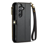 For Samsung Galaxy S24+ Leather Case CASEME C36 Zipper Multiple Card Slots Phone Cover with Straps