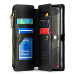 For Samsung Galaxy S24+ Leather Case CASEME C36 Zipper Multiple Card Slots Phone Cover with Straps
