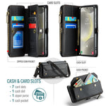 For Samsung Galaxy S24+ Leather Case CASEME C36 Zipper Multiple Card Slots Phone Cover with Straps