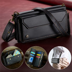 For Samsung Galaxy S24+ Leather Case CASEME C36 Zipper Multiple Card Slots Phone Cover with Straps