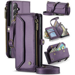 For Samsung Galaxy S24+ Leather Case CASEME C36 Zipper Multiple Card Slots Phone Cover with Straps
