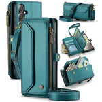 For Samsung Galaxy S24+ Leather Case CASEME C36 Zipper Multiple Card Slots Phone Cover with Straps