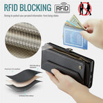 Läderfodral för Samsung Galaxy S24 Ultra CASEME C36 Dragkedja Flera Kortfack mobilskal med Remmar