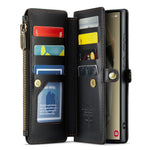 Läderfodral för Samsung Galaxy S24 Ultra CASEME C36 Dragkedja Flera Kortfack mobilskal med Remmar
