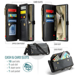 Läderfodral för Samsung Galaxy S24 Ultra CASEME C36 Dragkedja Flera Kortfack mobilskal med Remmar