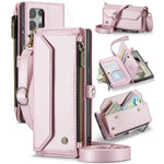 Läderfodral för Samsung Galaxy S24 Ultra CASEME C36 Dragkedja Flera Kortfack mobilskal med Remmar