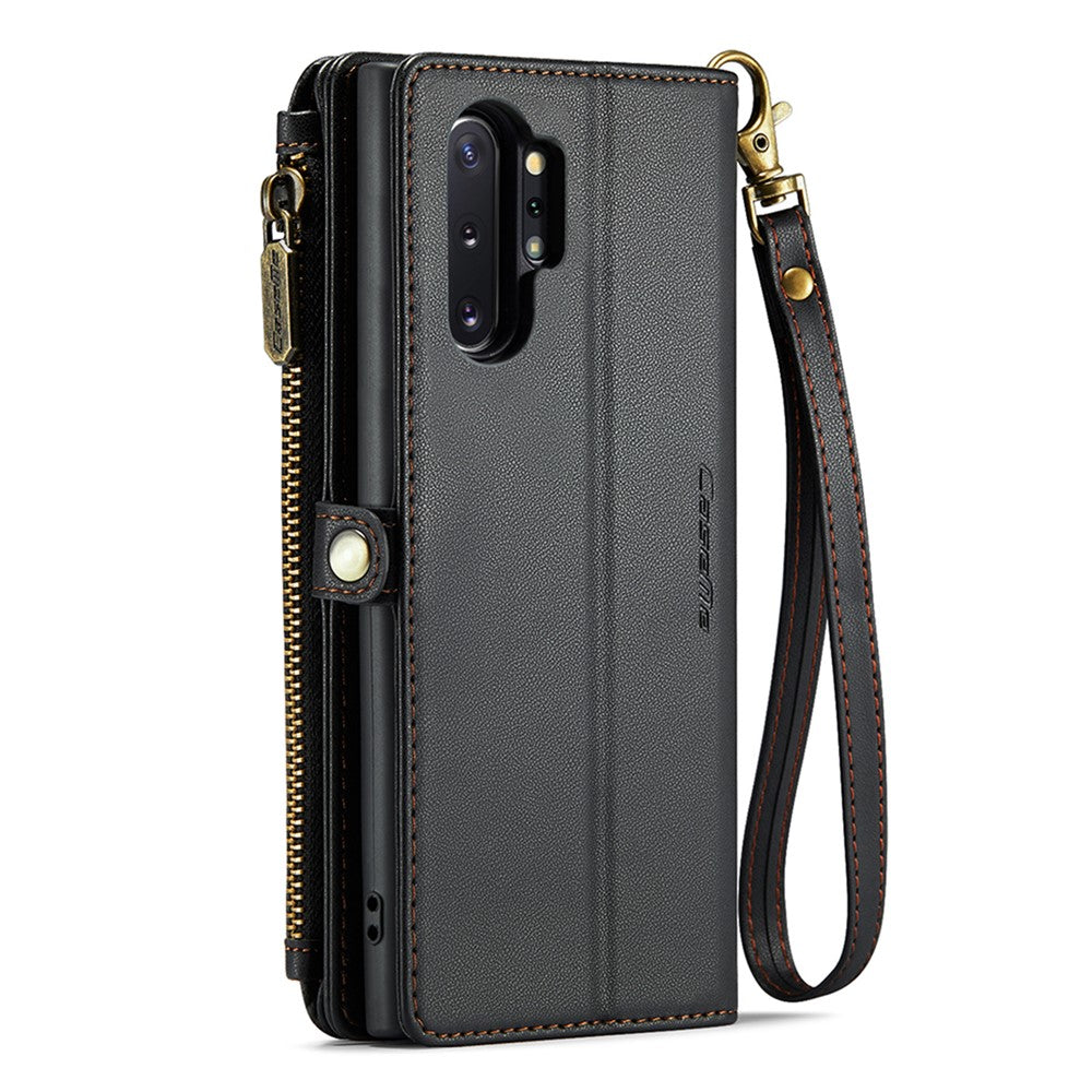 For Samsung Galaxy Note 10 Plus 4G / 5G Leather Case CASEME C36 Zipper Multiple Card Slots Phone Cover with Straps