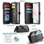 For Samsung Galaxy Note 10 Plus 4G / 5G Leather Case CASEME C36 Zipper Multiple Card Slots Phone Cover with Straps