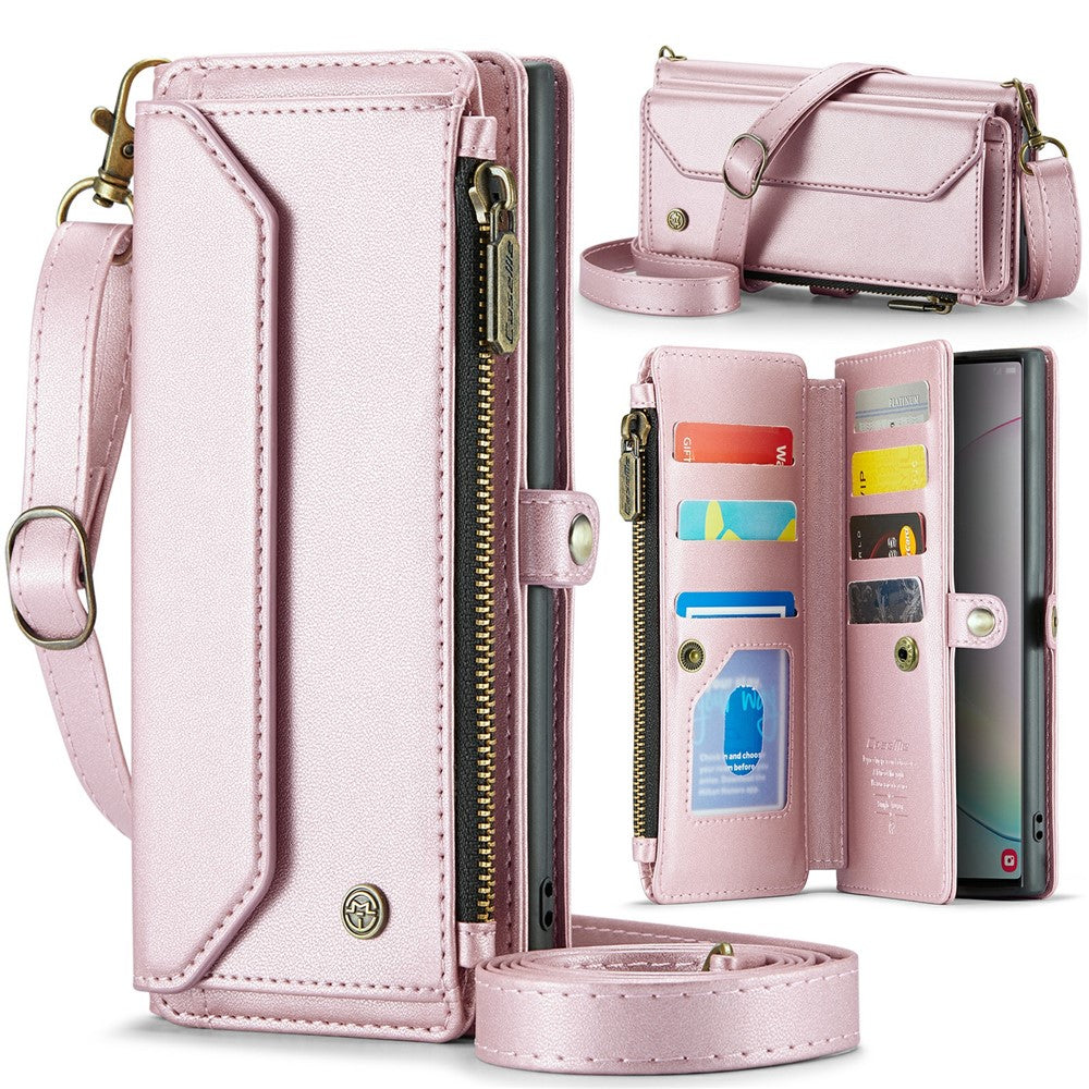 For Samsung Galaxy Note 10 Plus 4G / 5G Leather Case CASEME C36 Zipper Multiple Card Slots Phone Cover with Straps