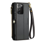 For Samsung Galaxy Note20 Ultra / Note20 Ultra 5G Leather Case CASEME C36 Zipper Multiple Card Slots Phone Cover with Straps