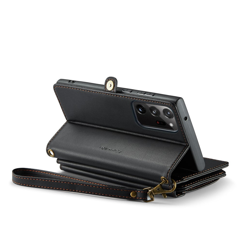 For Samsung Galaxy Note20 Ultra / Note20 Ultra 5G Leather Case CASEME C36 Zipper Multiple Card Slots Phone Cover with Straps