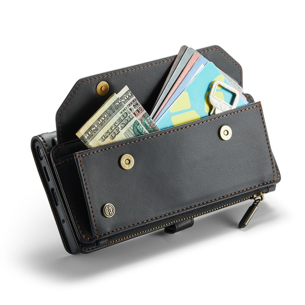 For Samsung Galaxy Note20 Ultra / Note20 Ultra 5G Leather Case CASEME C36 Zipper Multiple Card Slots Phone Cover with Straps