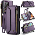 For Samsung Galaxy Note20 Ultra / Note20 Ultra 5G Leather Case CASEME C36 Zipper Multiple Card Slots Phone Cover with Straps