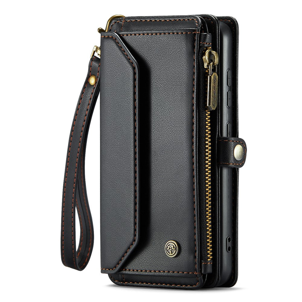 For Samsung Galaxy S21 Ultra 5G Leather Case CASEME C36 Zipper Multiple Card Slots Phone Cover with Straps