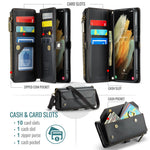 Läderfodral för Samsung Galaxy S21 Ultra 5G CASEME C36 Dragkedja Flera Kortfatt mobilfodral med Remmar