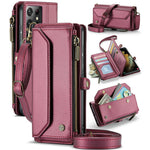 For Samsung Galaxy S21 Ultra 5G Leather Case CASEME C36 Zipper Multiple Card Slots Phone Cover with Straps