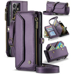 For Samsung Galaxy S21 Ultra 5G Leather Case CASEME C36 Zipper Multiple Card Slots Phone Cover with Straps