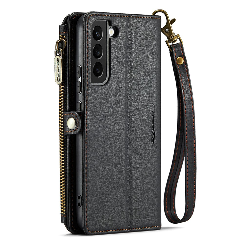 Til Samsung Galaxy S22 5G Lædercover CASEME C36 Lynlås Flere Kortpladser Telefoncover med Stropper