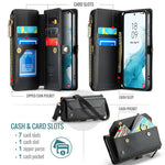 Til Samsung Galaxy S22 5G Lædercover CASEME C36 Lynlås Flere Kortpladser Telefoncover med Stropper