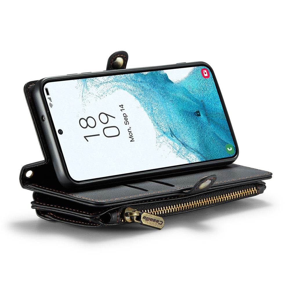 Til Samsung Galaxy S22+ 5G Læderetui CASEME C36 Lynlås Flere Kortpladser Telefoncover med Remme