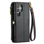 For Samsung Galaxy S22 Ultra 5G Leather Case CASEME C36 Zipper Multiple Card Slots Phone Cover with Straps